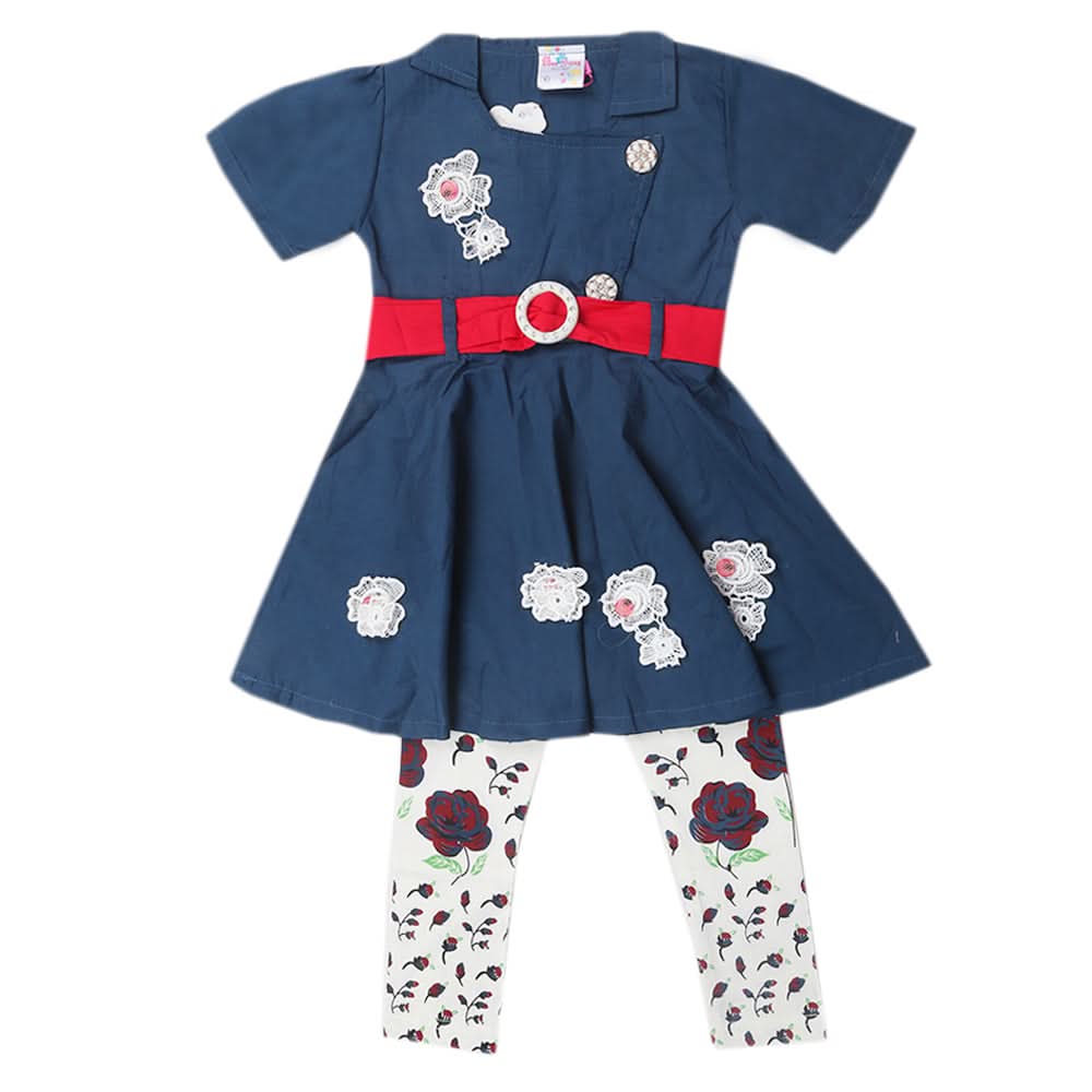 Girls Tights Suit - Steel Blue, Kids, Girls Sets And Suits, Chase Value, Chase Value