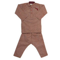 Boys Embroidered Kurta Pajama - Brown, Kids, Boys Shalwar Kameez, Chase Value, Chase Value