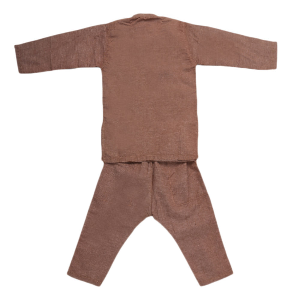 Boys Embroidered Kurta Pajama - Brown, Kids, Boys Shalwar Kameez, Chase Value, Chase Value
