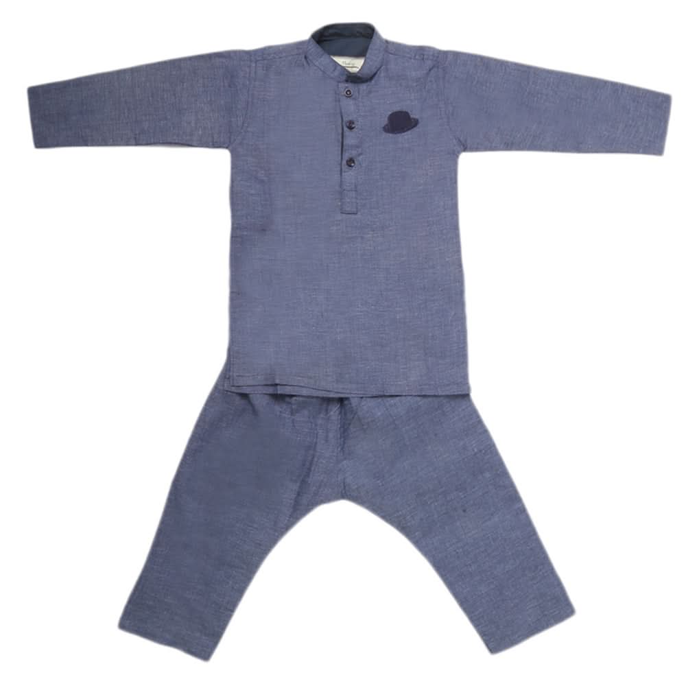 Boys Embroidered Kurta Pajama - Navy Blue, Kids, Boys Shalwar Kameez, Chase Value, Chase Value