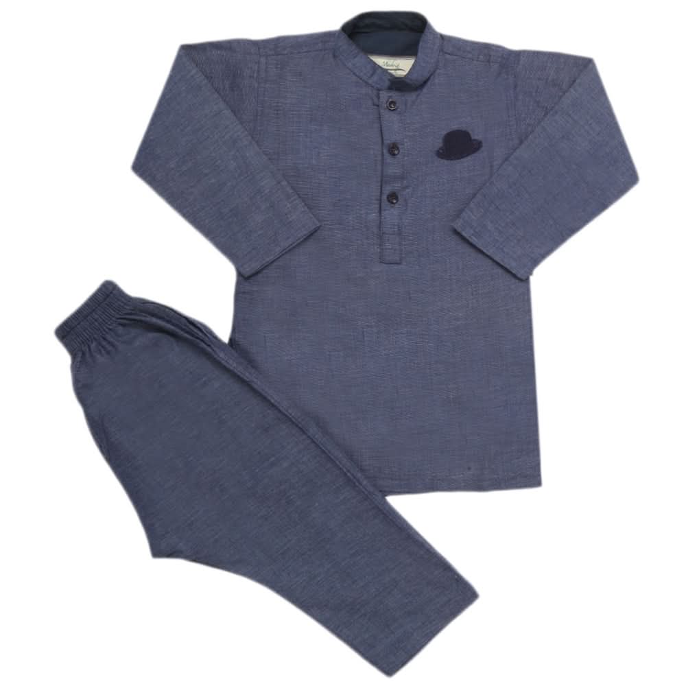 Boys Embroidered Kurta Pajama - Navy Blue, Kids, Boys Shalwar Kameez, Chase Value, Chase Value