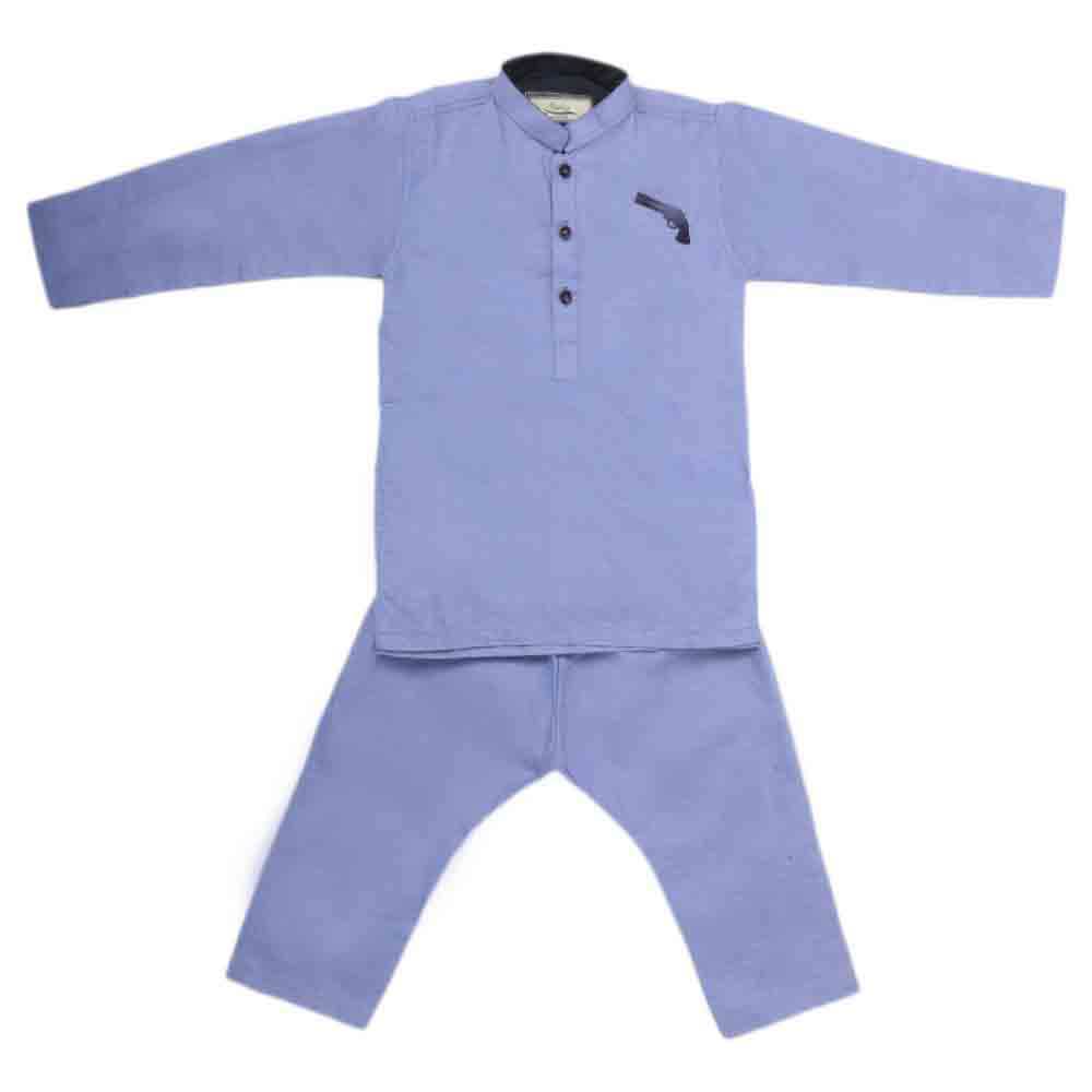 Boys Embroidered Kurta Pajama - Blue, Kids, Boys Shalwar Kameez, Chase Value, Chase Value