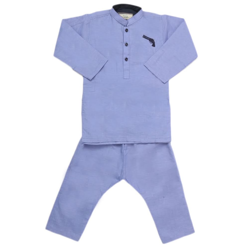 Boys Embroidered Kurta Pajama - Blue, Kids, Boys Shalwar Kameez, Chase Value, Chase Value