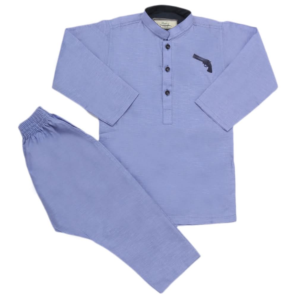Boys Embroidered Kurta Pajama - Blue, Kids, Boys Shalwar Kameez, Chase Value, Chase Value