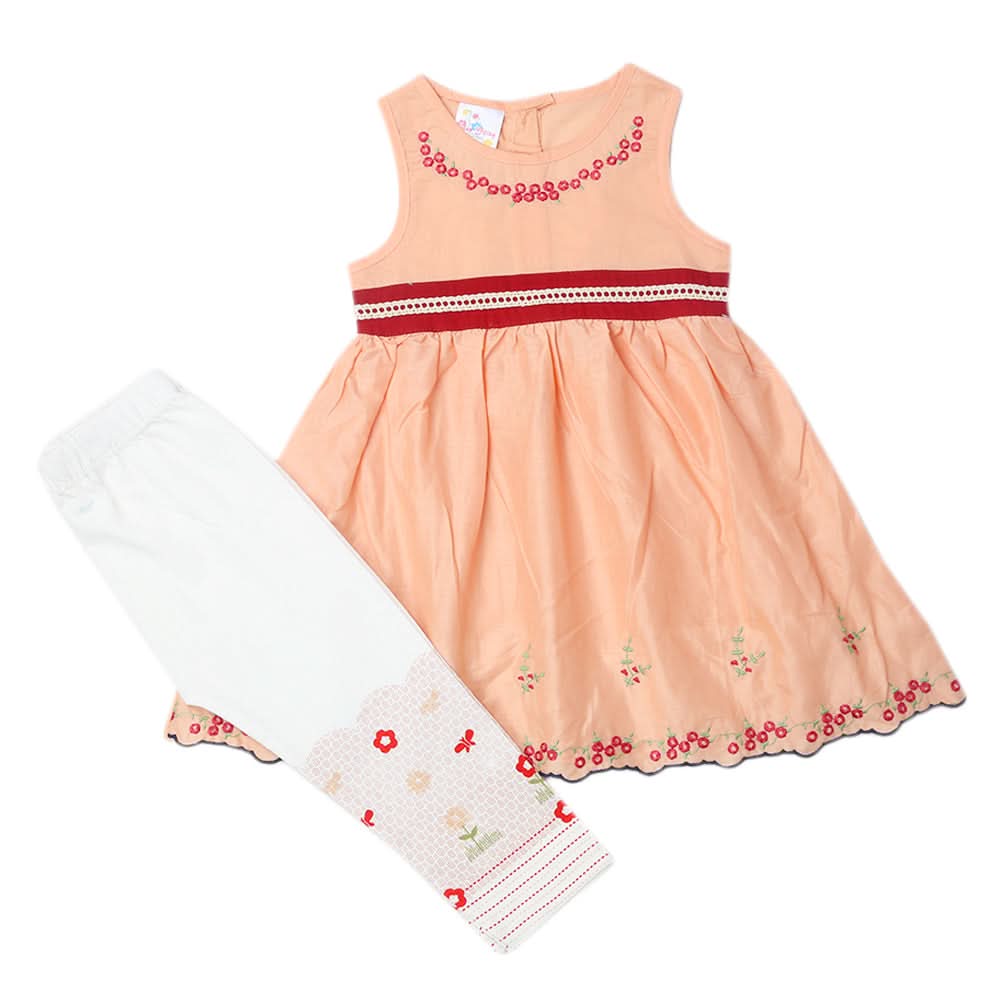 Girls Tights Suit - Peach, Kids, Girls Sets And Suits, Chase Value, Chase Value