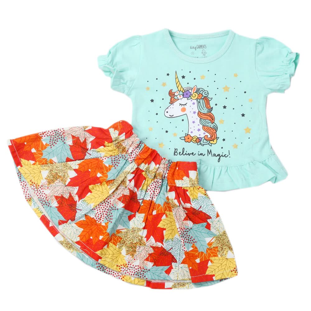 Newborns Girls Half Sleeves Suits - Cyan, Kids, New Born Girls Sets And Suits, Chase Value, Chase Value
