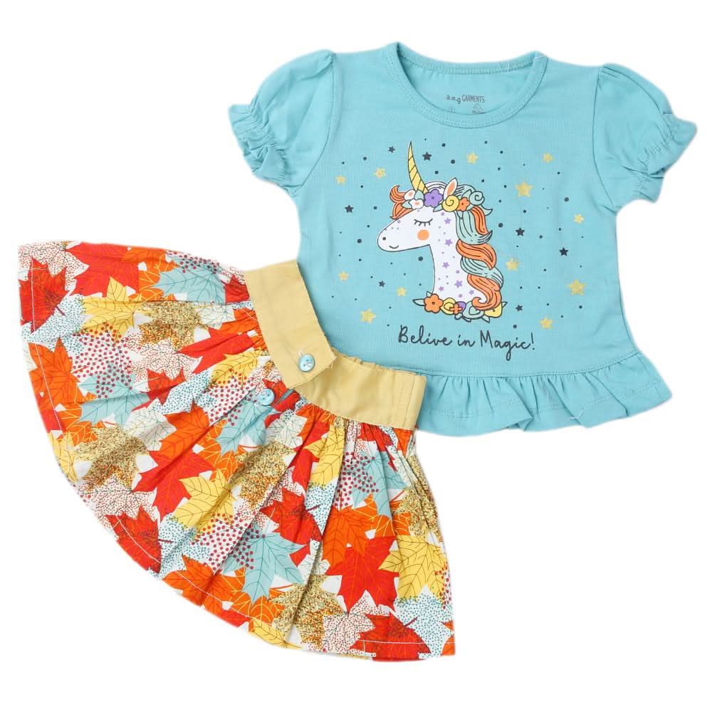Newborns Girls Half Sleeves Suits - Sea Blue, Kids, New Born Girls Sets And Suits, Chase Value, Chase Value