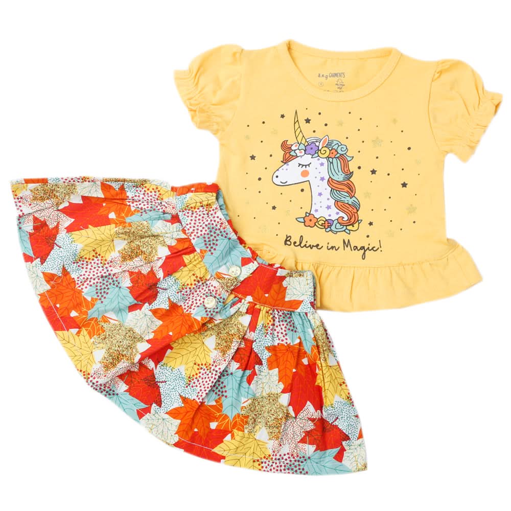 Newborns Girls Half Sleeves Suits - Mustard, Kids, New Born Girls Sets And Suits, Chase Value, Chase Value