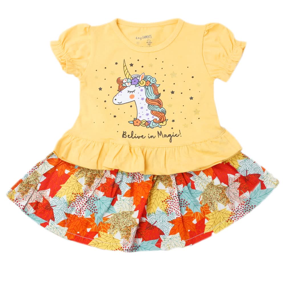 Newborns Girls Half Sleeves Suits - Mustard, Kids, New Born Girls Sets And Suits, Chase Value, Chase Value