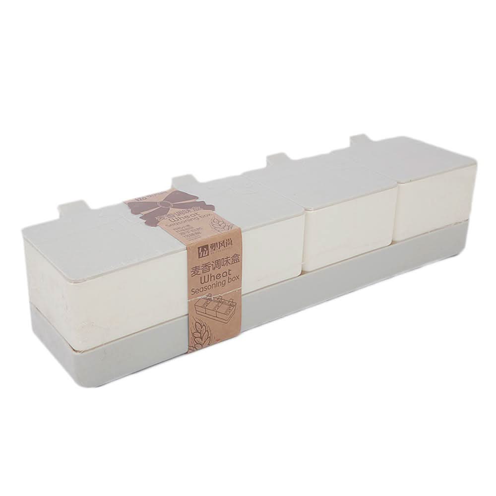 Spice Box With Spoon 4 Pcs - Grey, Home & Lifestyle, Storage Boxes, Chase Value, Chase Value