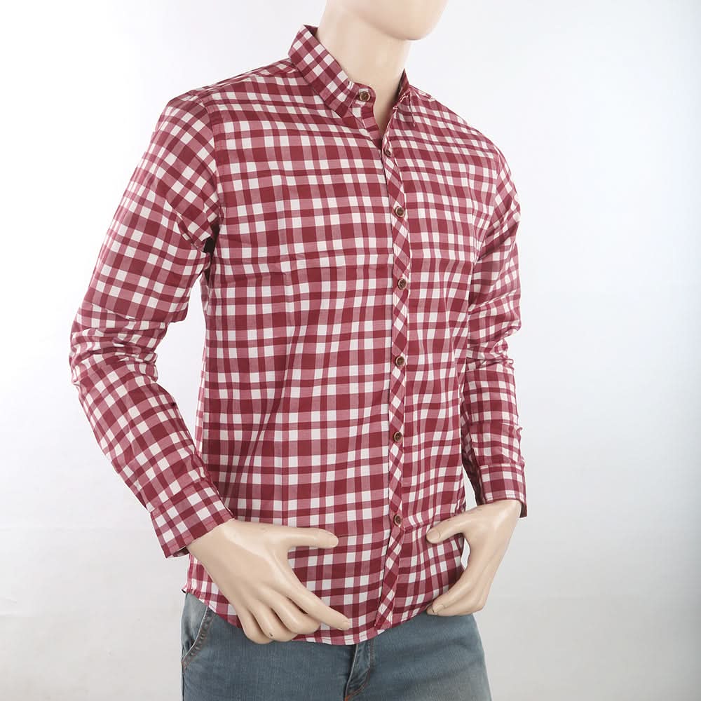 Men's Casual Check Shirt - Maroon, Men, Shirts, Chase Value, Chase Value