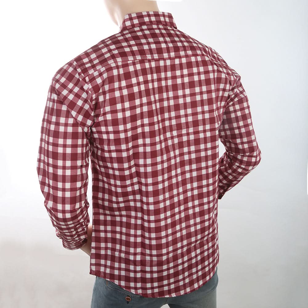 Men's Casual Check Shirt - Maroon, Men, Shirts, Chase Value, Chase Value