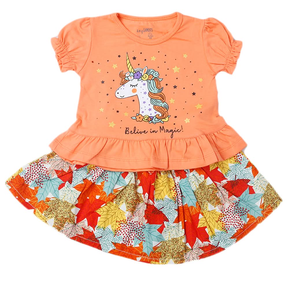 Newborns Girls Half Sleeves Suits - Peach, Kids, New Born Girls Sets And Suits, Chase Value, Chase Value
