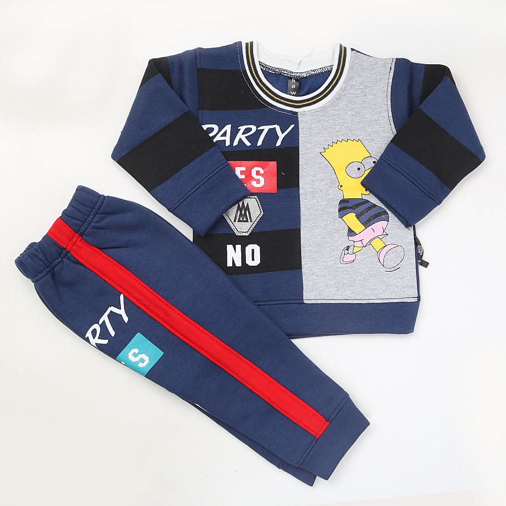 Boys Full Sleeves Fleece Suit 42716 - Navy Blue, Kids, Boys Sets And Suits, Chase Value, Chase Value