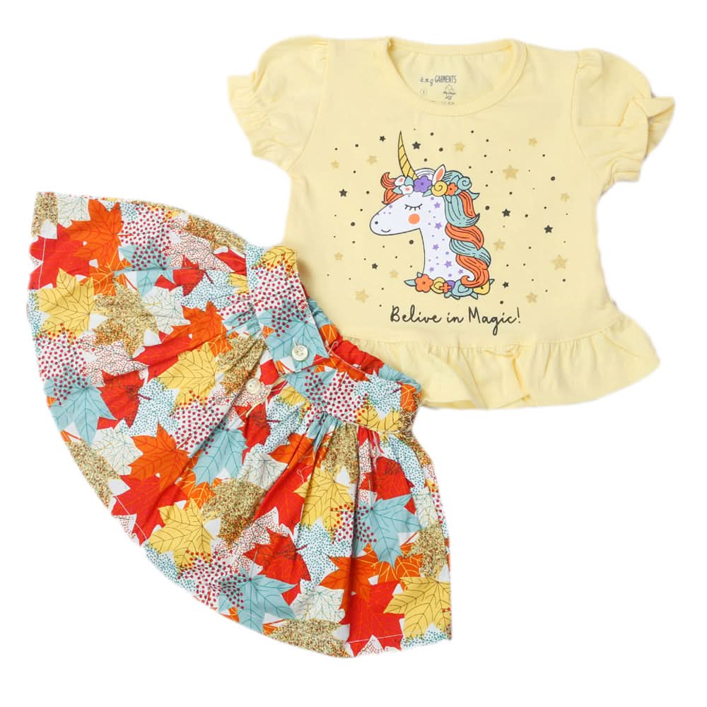 Newborns Girls Half Sleeves Suits - Yellow, Kids, New Born Girls Sets And Suits, Chase Value, Chase Value