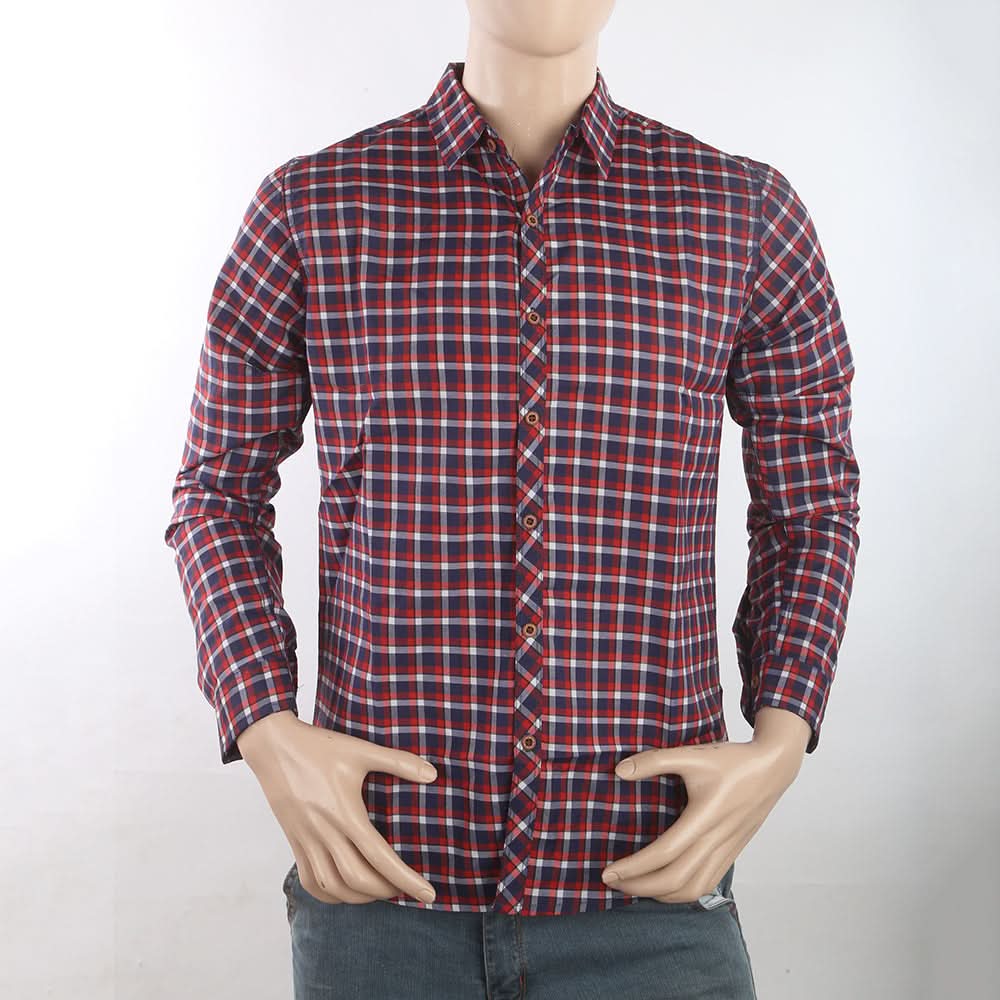 Men's Casual Check Shirt - Maroon, Men, Shirts, Chase Value, Chase Value