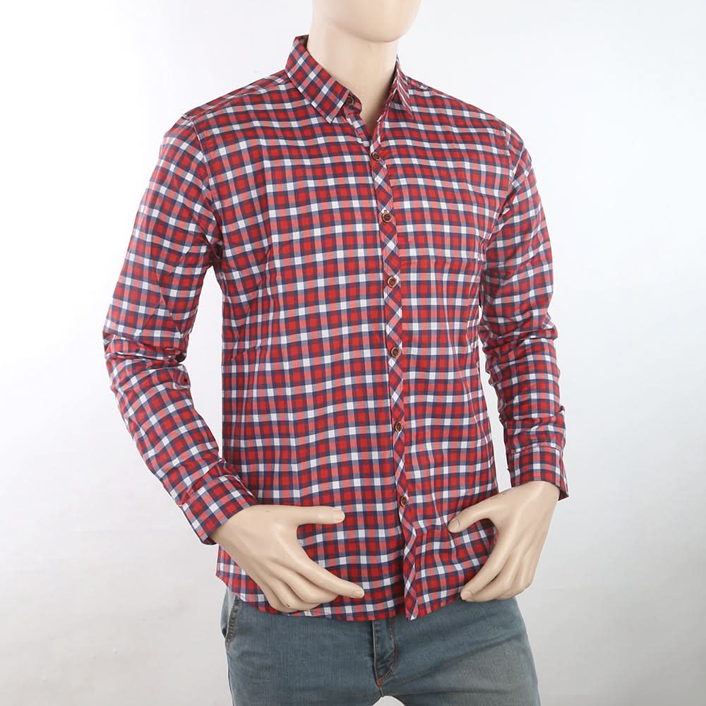 Men's Casual Check Shirt - Red, Men, Shirts, Chase Value, Chase Value