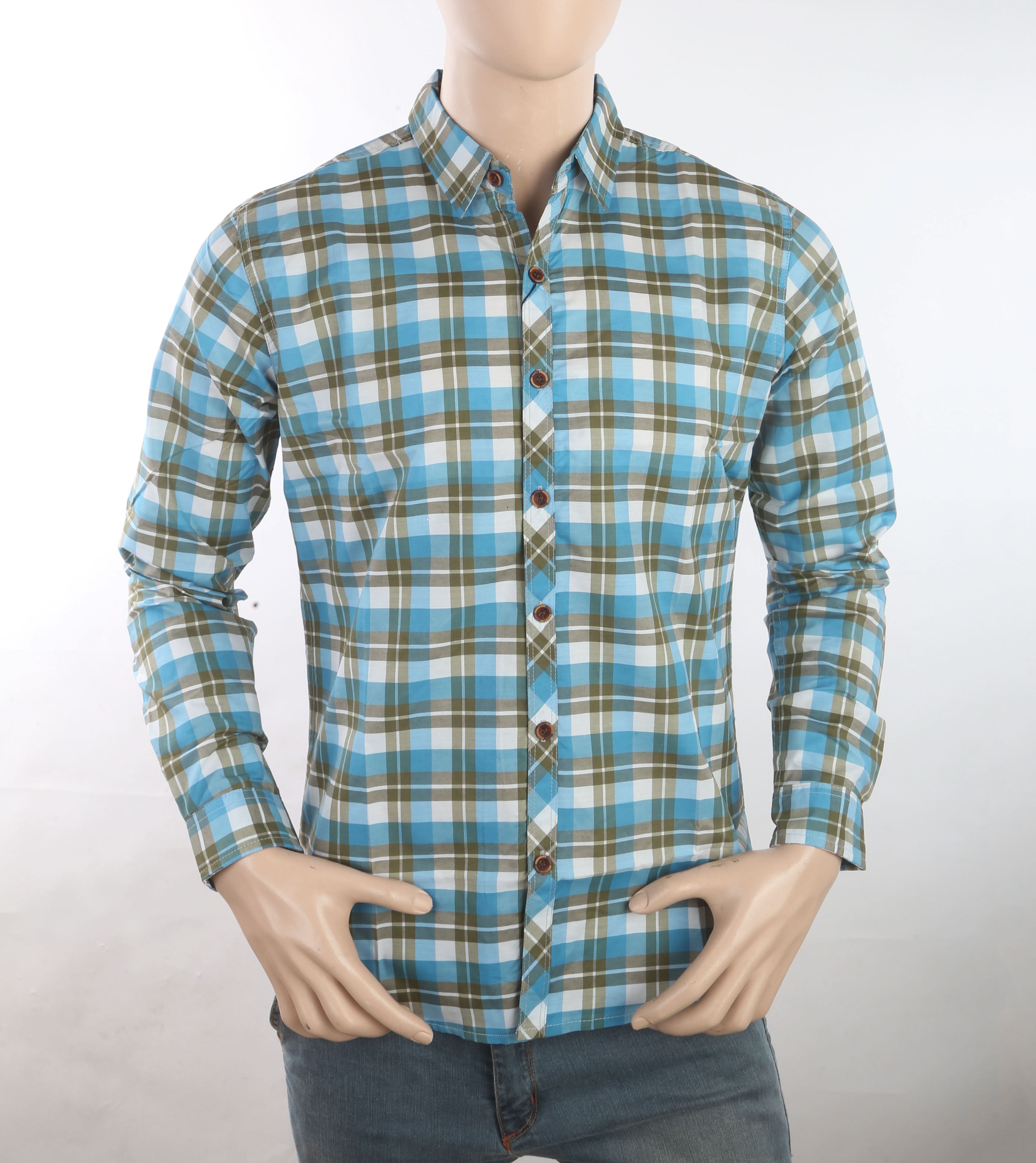 Men's Casual Check Shirt - Sky Blue, Men, Shirts, Chase Value, Chase Value