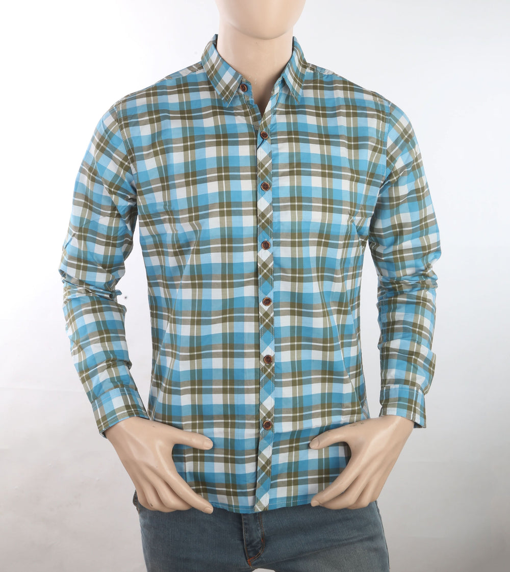Men's Casual Check Shirt - Sky Blue, Men, Shirts, Chase Value, Chase Value
