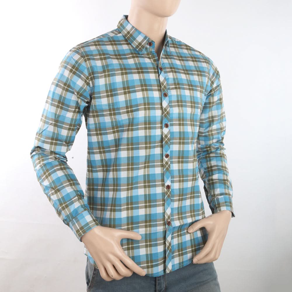 Men's Casual Check Shirt - Sky Blue, Men, Shirts, Chase Value, Chase Value