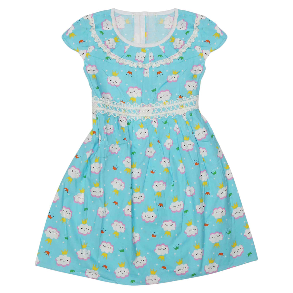 Girls Embroided Frock - Blue, Kids, Girls Frocks, Chase Value, Chase Value