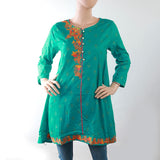 Women's Embroidered Kurti With Front Button - Green, Women, Ready Kurtis, Chase Value, Chase Value