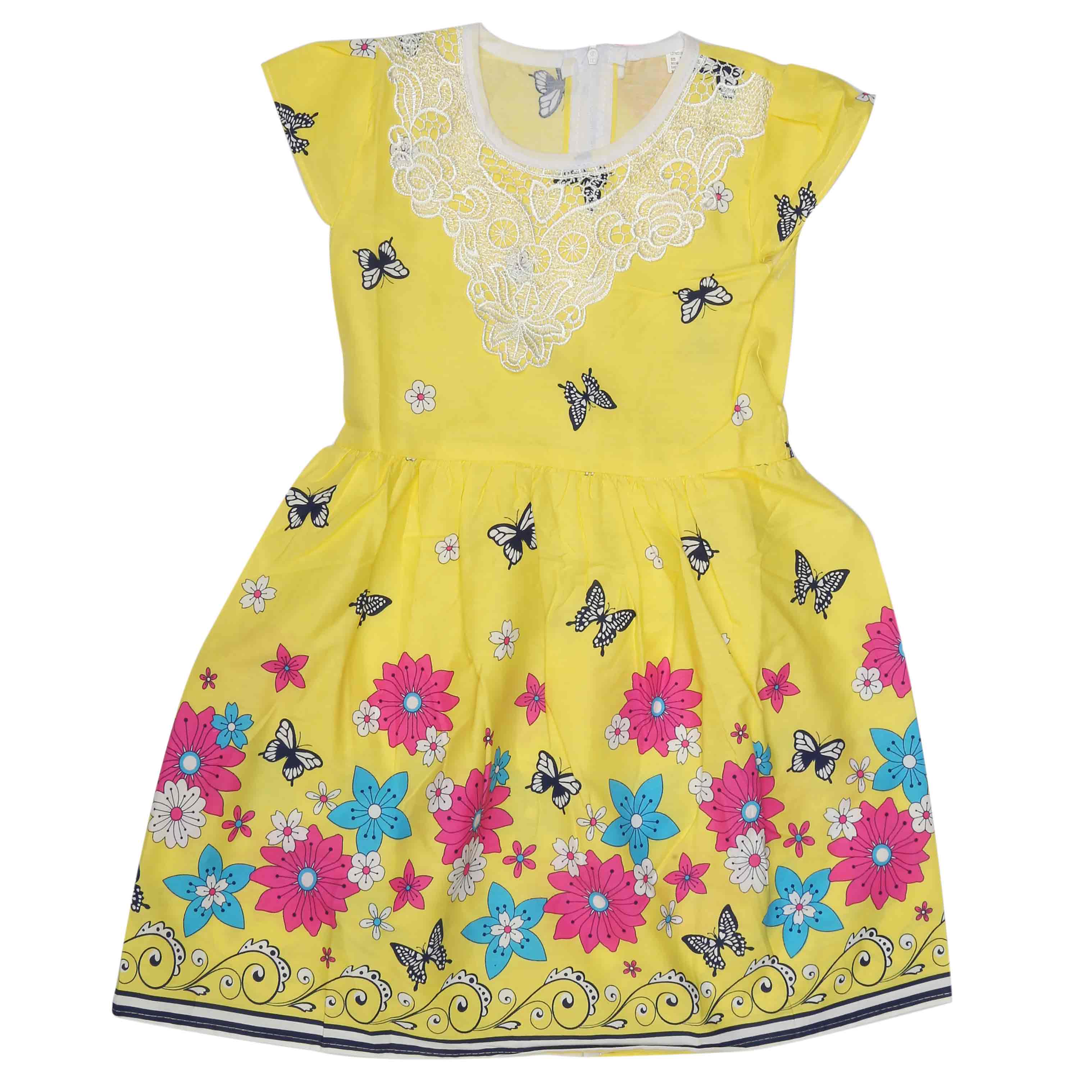 Girls Embroided Frock - Yellow, Kids, Girls Frocks, Chase Value, Chase Value
