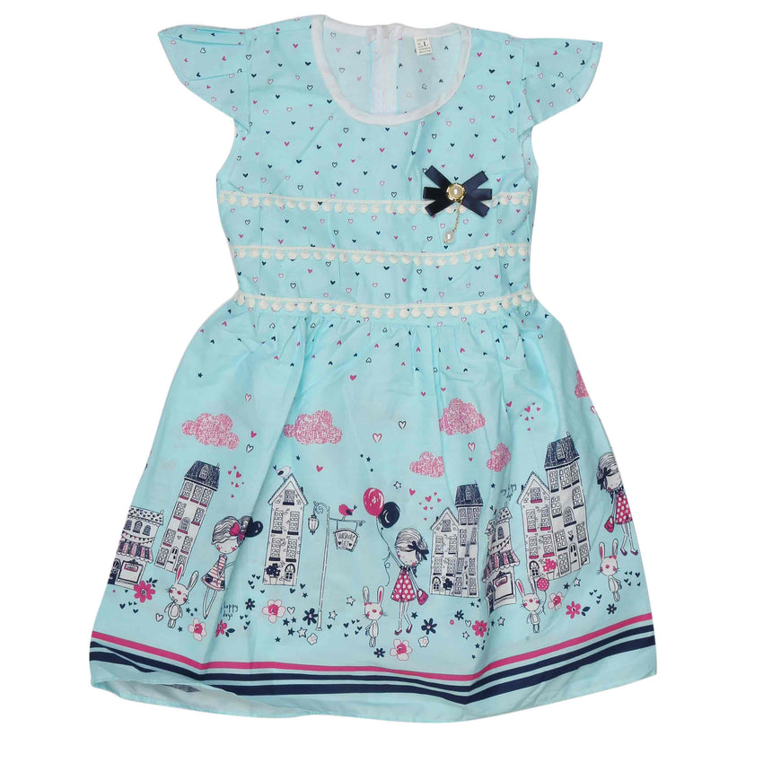 Girls Embroided Frock - Blue, Kids, Girls Frocks, Chase Value, Chase Value