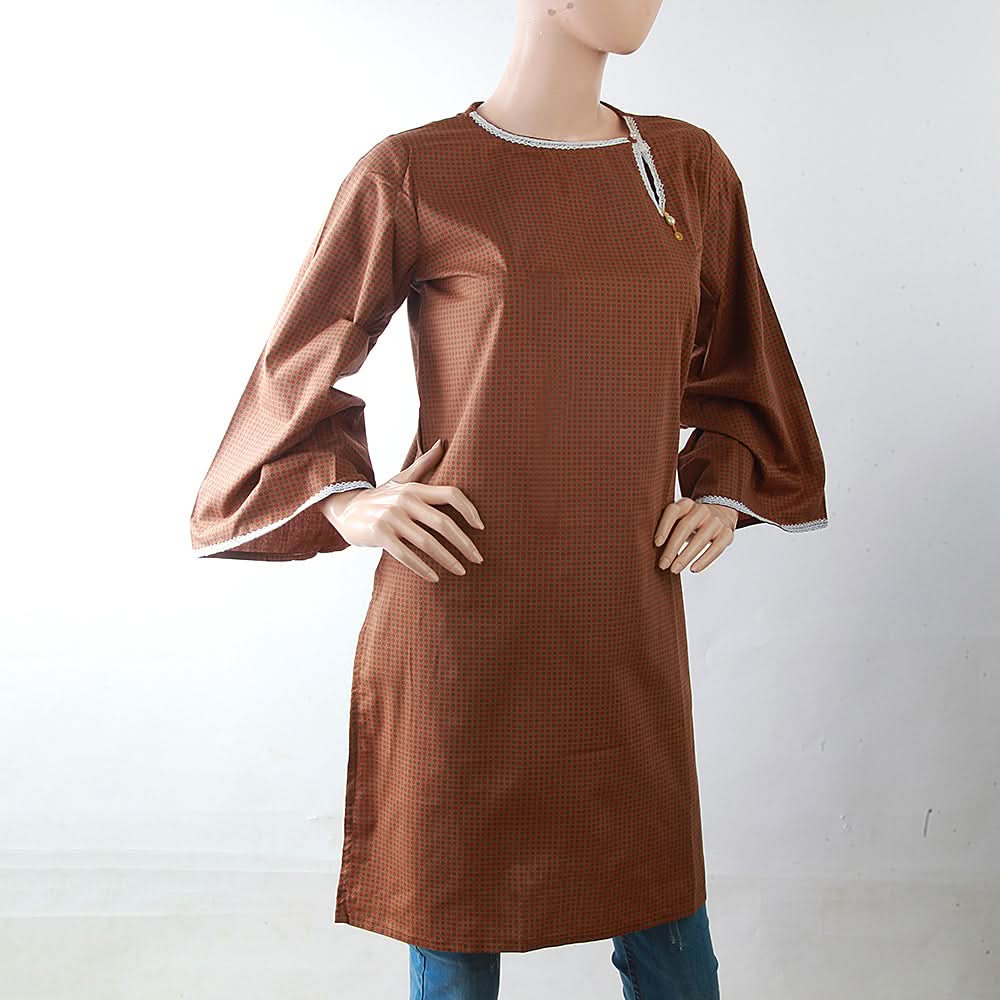Women's Embroidery Kurti - Brown, Women, Ready Kurtis, Chase Value, Chase Value