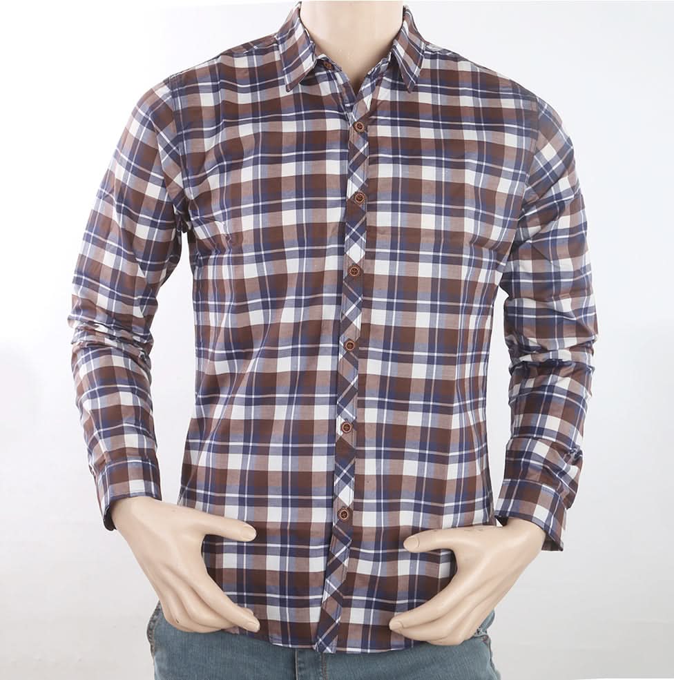 Men's Casual Check Shirt - Coffee, Men, Shirts, Chase Value, Chase Value