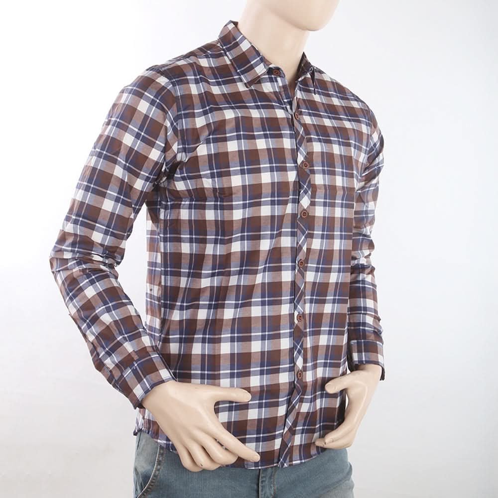 Men's Casual Check Shirt - Coffee, Men, Shirts, Chase Value, Chase Value