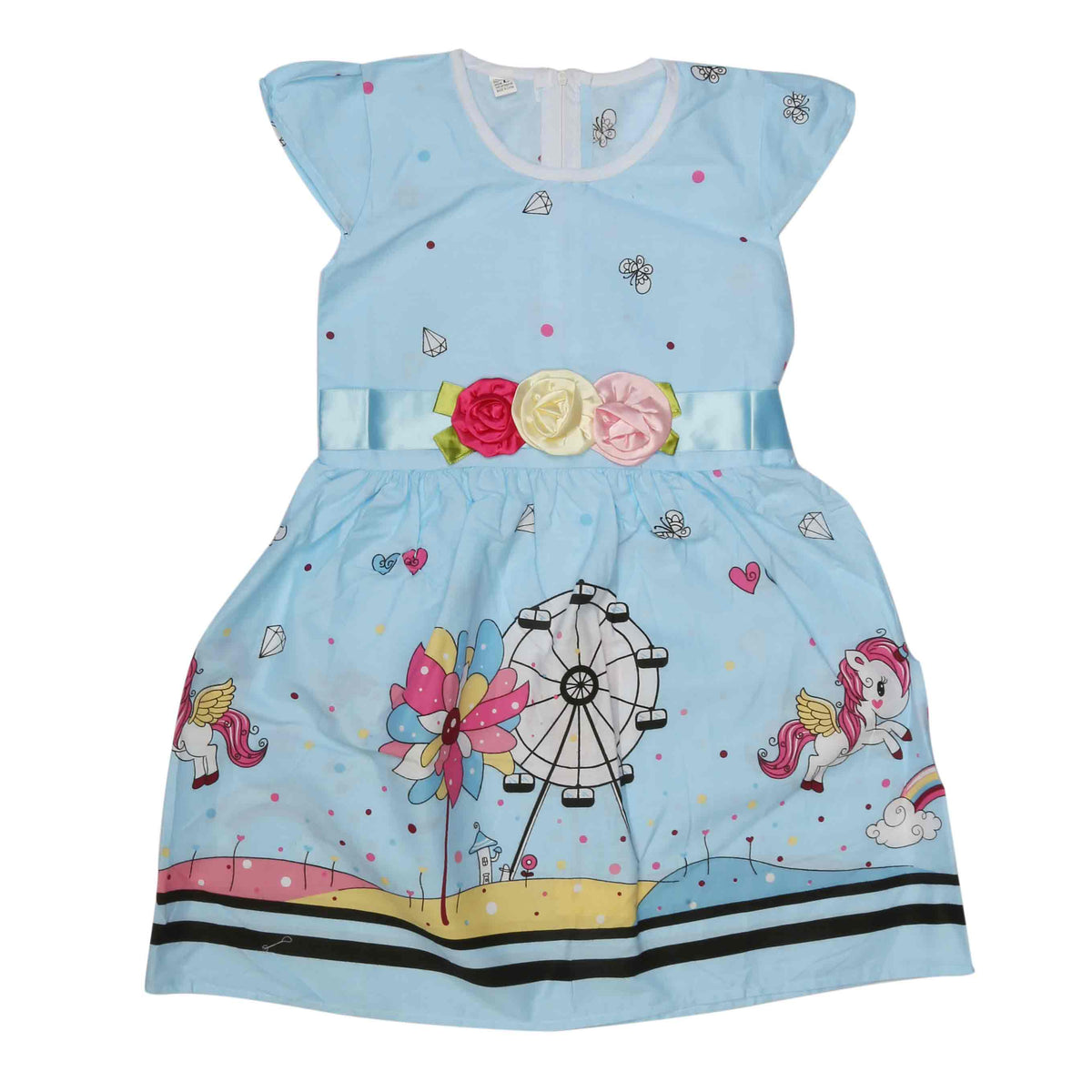 Girls Embroided Frock - Blue, Kids, Girls Frocks, Chase Value, Chase Value