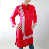 Women's Khaddar Kurti With Front Lace - Pink, Women, Ready Kurtis, Chase Value, Chase Value