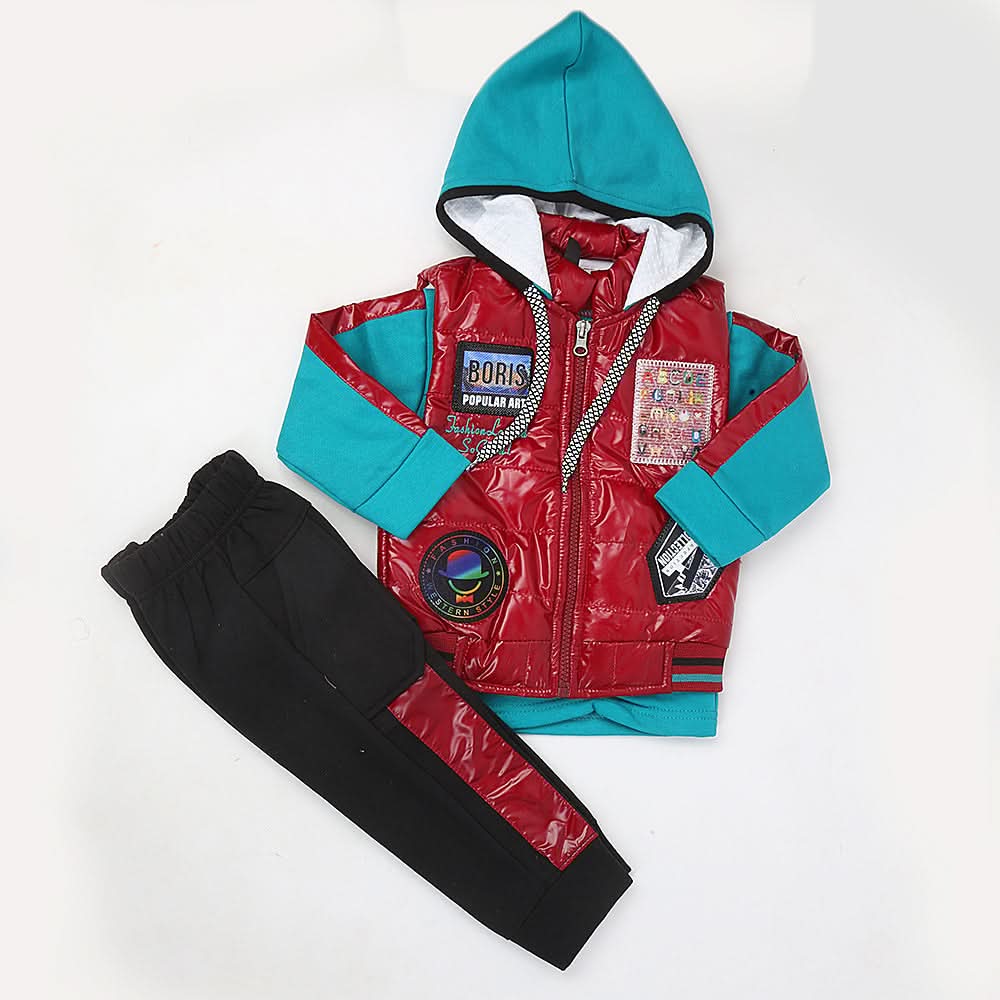 Boys Full Sleeves 3Pcs Suit  42714 - Maroon, Kids, Boys Sets And Suits, Chase Value, Chase Value