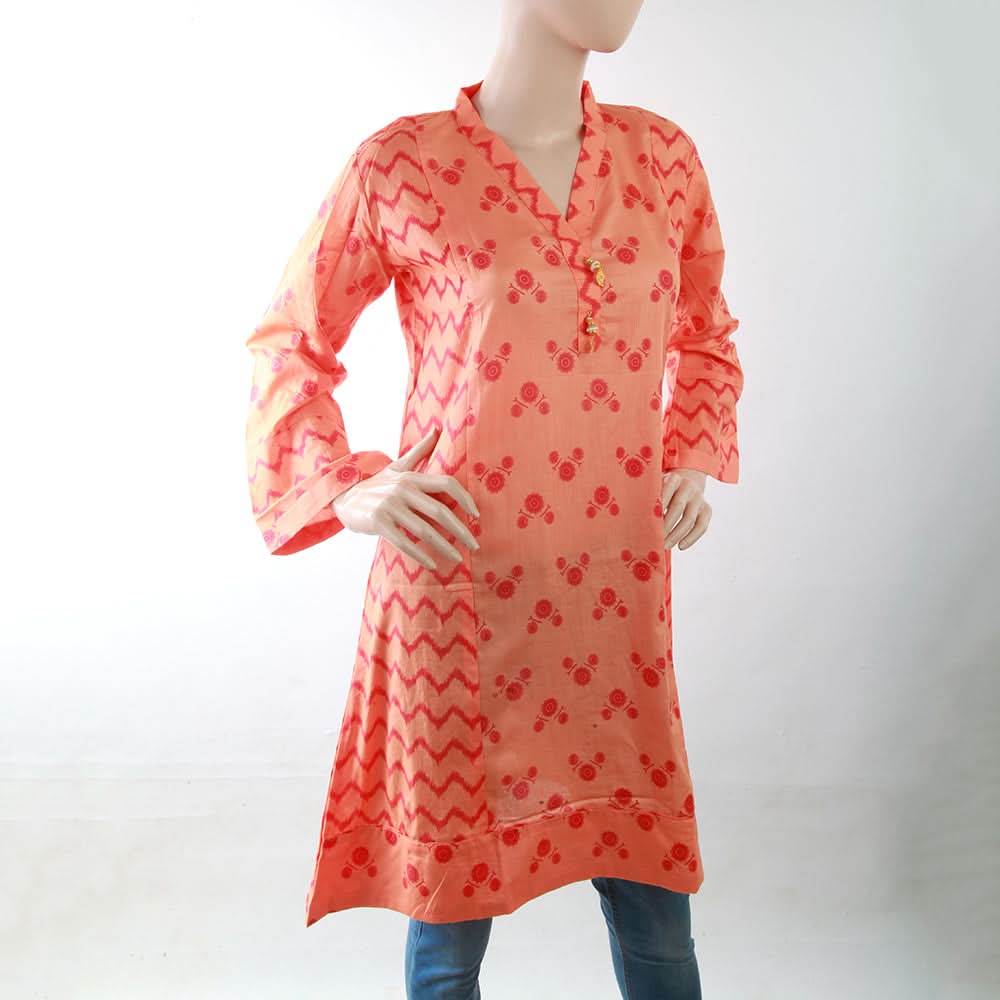 Women's Plain Kurti - Peach, Women, T-Shirts And Tops, Chase Value, Chase Value
