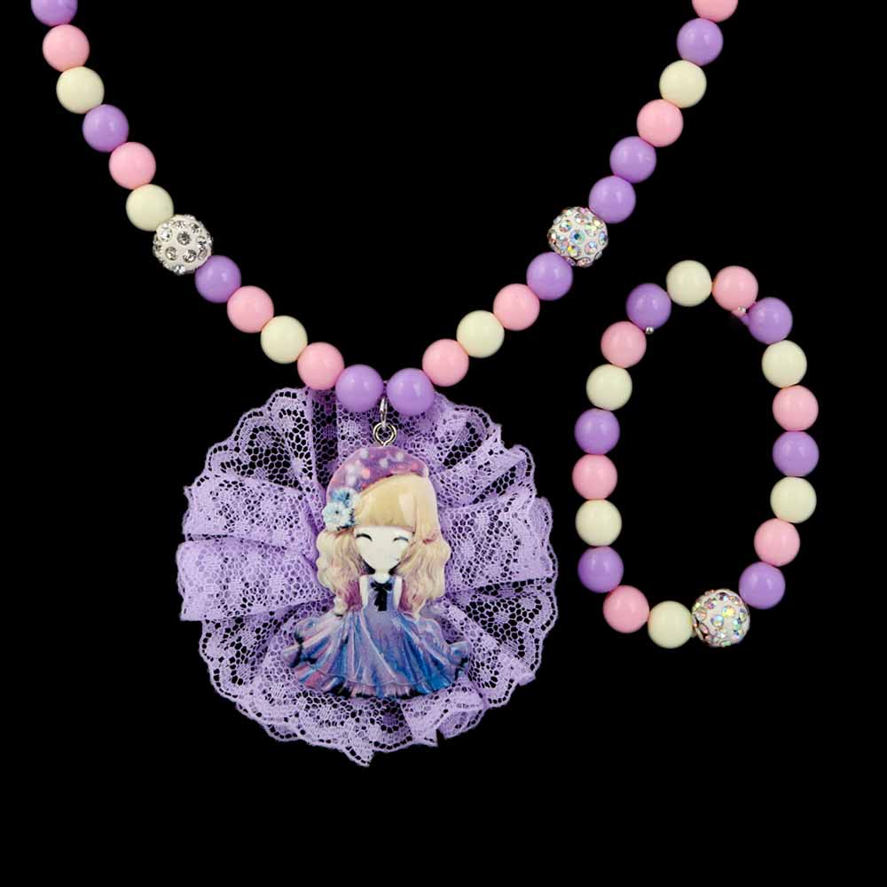 Girls Locket & Bracelet Set - Purple, Kids, Jewellery Sets, Chase Value, Chase Value
