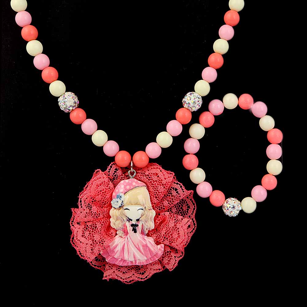 Girls Locket & Bracelet Set - Peach, Kids, Jewellery Sets, Chase Value, Chase Value