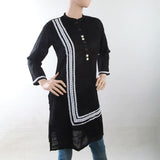 Women's Khaddar Kurti With Front Lace - Black, Women, Ready Kurtis, Chase Value, Chase Value