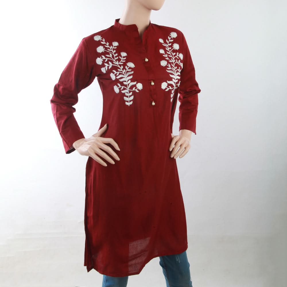 Women's Embroidery Kurti - Maroon, Women, Ready Kurtis, Chase Value, Chase Value