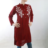 Women's Embroidery Kurti - Maroon, Women, Ready Kurtis, Chase Value, Chase Value