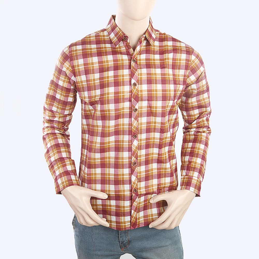 Men's Casual Check Shirt - Maroon, Men, Shirts, Chase Value, Chase Value