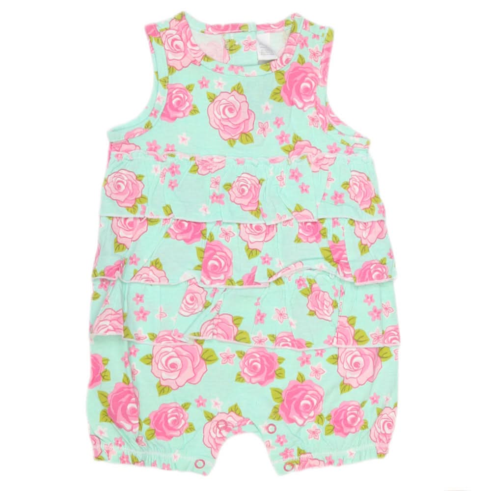 Newborn Girls Romper Half Sleeves - Cyan, Kids, NB Girls Rompers, Chase Value, Chase Value