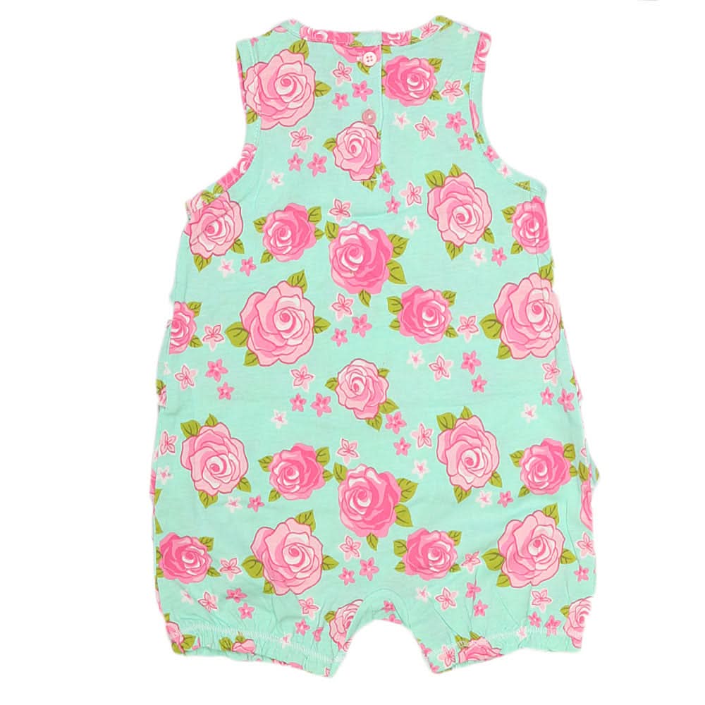 Newborn Girls Romper Half Sleeves - Cyan, Kids, NB Girls Rompers, Chase Value, Chase Value