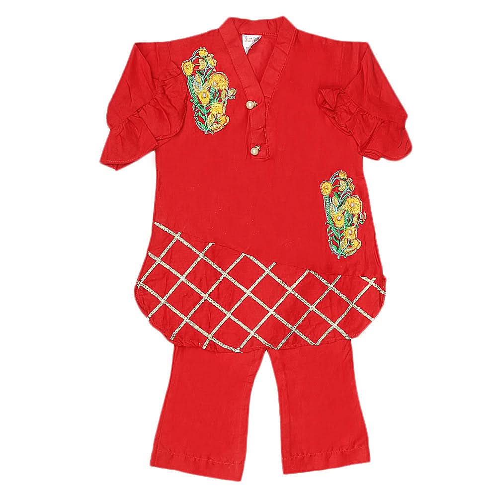 Newborn Girls Suit 2Pcs - Red, Kids, NB Girls Sets And Suits, Chase Value, Chase Value
