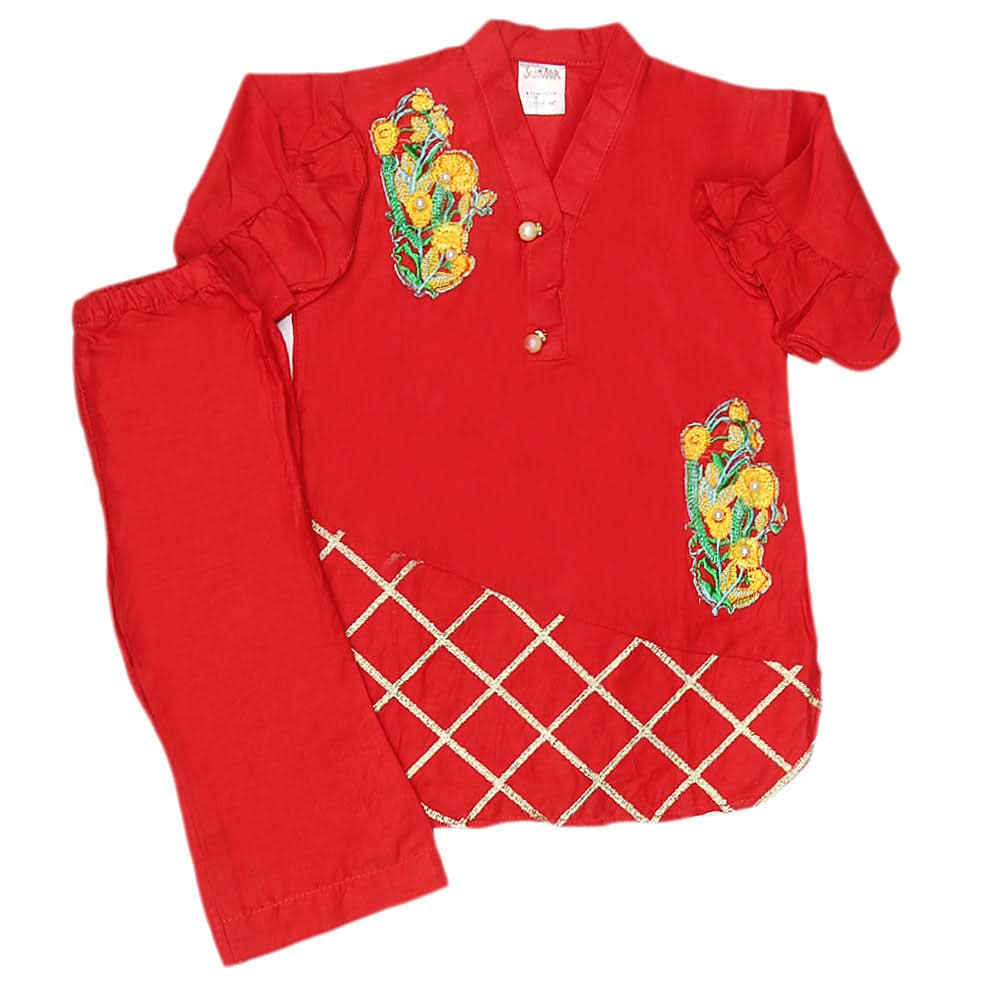Newborn Girls Suit 2Pcs - Red, Kids, NB Girls Sets And Suits, Chase Value, Chase Value