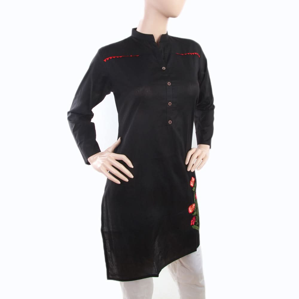 Women's Embroidered Kurti - Black, Women, Ready Kurtis, Chase Value, Chase Value