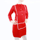 Women's Khaddar Kurti With Lace - Red, Women, Ready Kurtis, Chase Value, Chase Value