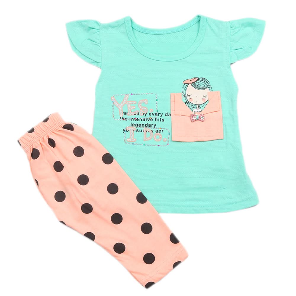 Girls Pajama Suit - Sea-Green, Kids, Girls Sets And Suits, Chase Value, Chase Value