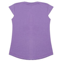 Girls Half Sleeves Printed T-Shirt - Purple, Girls T-Shirts, Chase Value, Chase Value