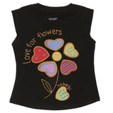 Girls Half Sleeves Printed T-Shirt - Black, Girls T-Shirts, Chase Value, Chase Value